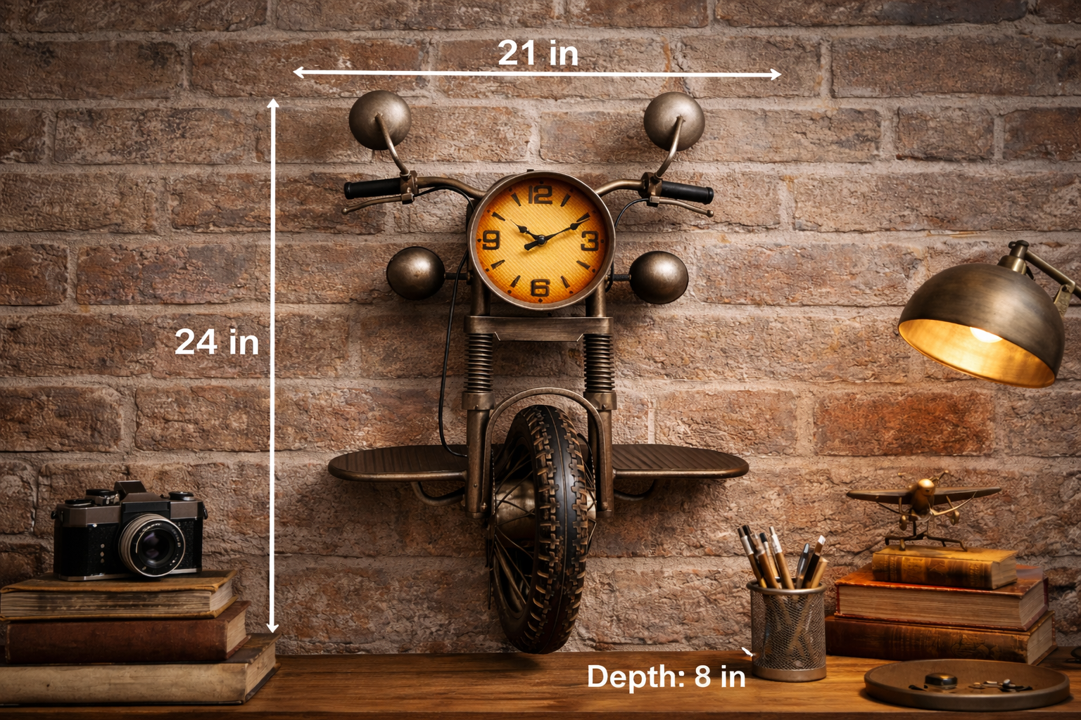 Metal Motorcycle Wall Clock - Image 2
