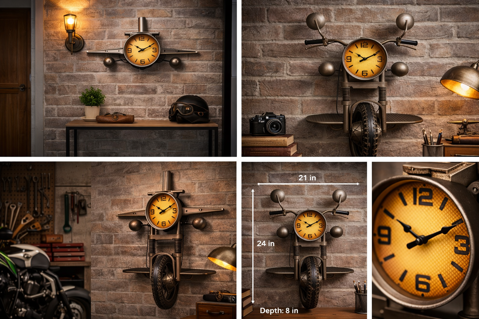 Metal Motorcycle Wall Clock - Image 5
