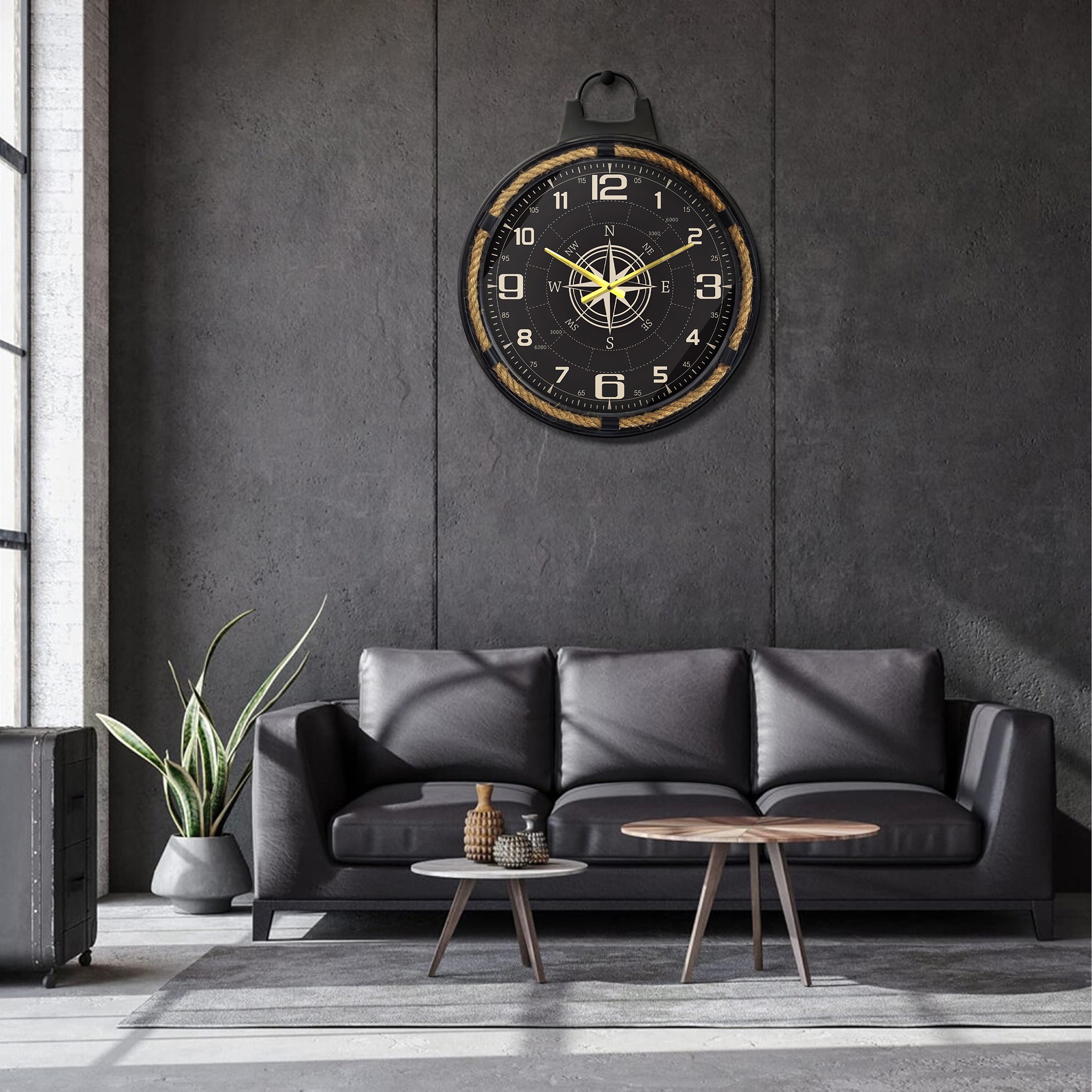 Sisal Rope Style Metal Wall Clock - Image 5