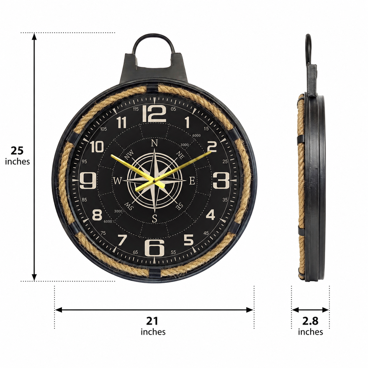 Sisal Rope Style Metal Wall Clock - Image 6