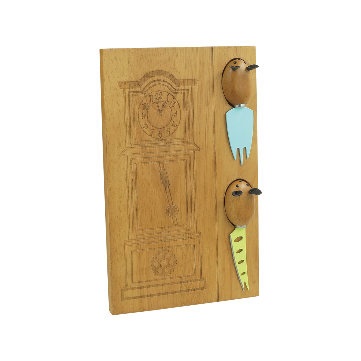 Rubber wood hickory dickory dock 2 mice cheese servers - Image 4