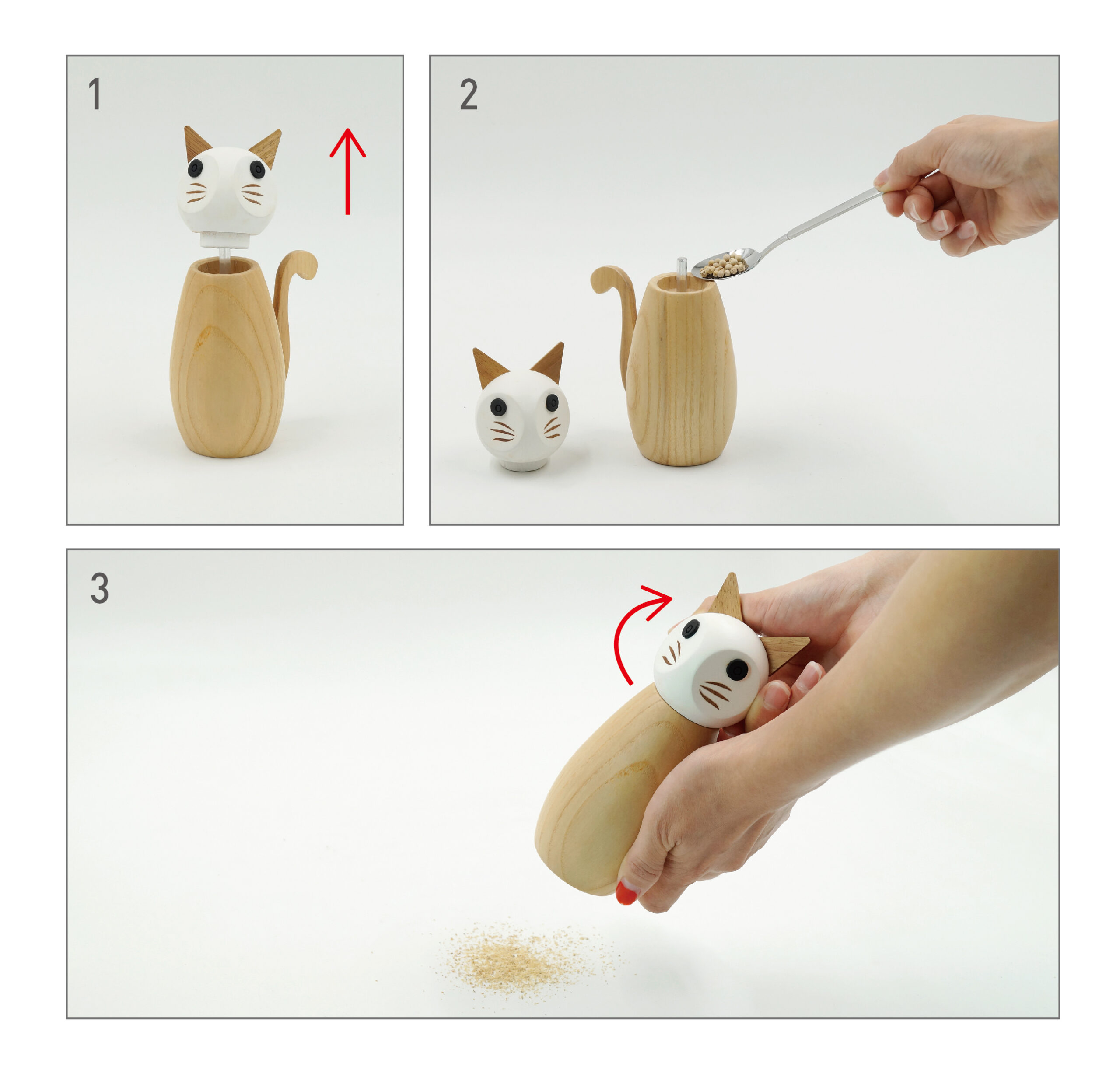 Cat Wooden Pepper & Salt Mill - Image 3