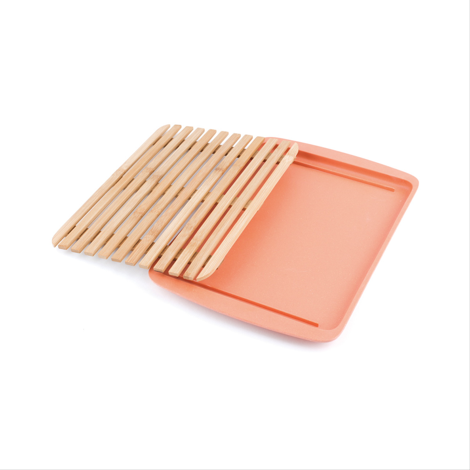 LARGE BAMBOO CUTTING BOARD WITH BAMBOO FIBRE TRAY-ORANGE