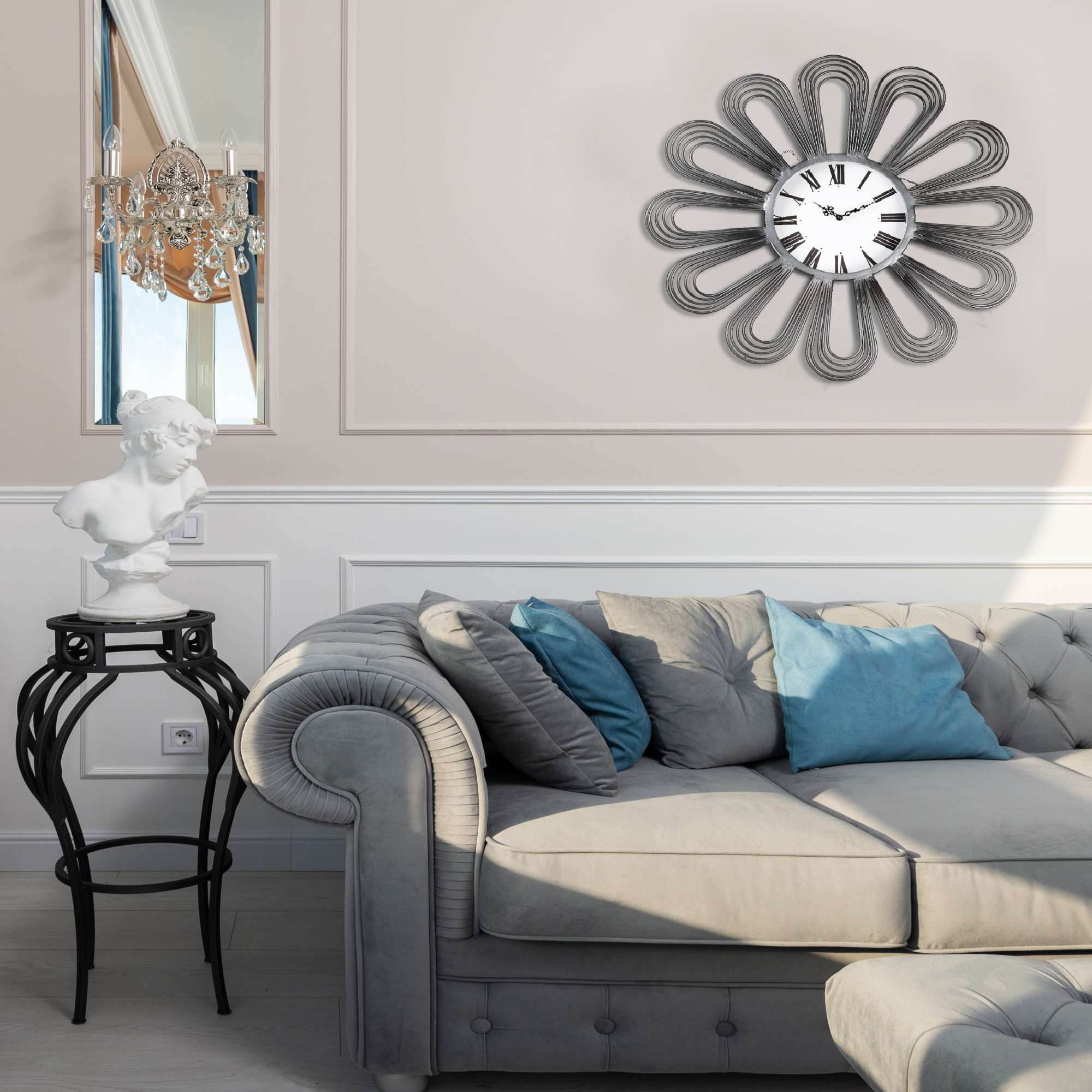 Modern Reflection Sliver Metal Wall Clock