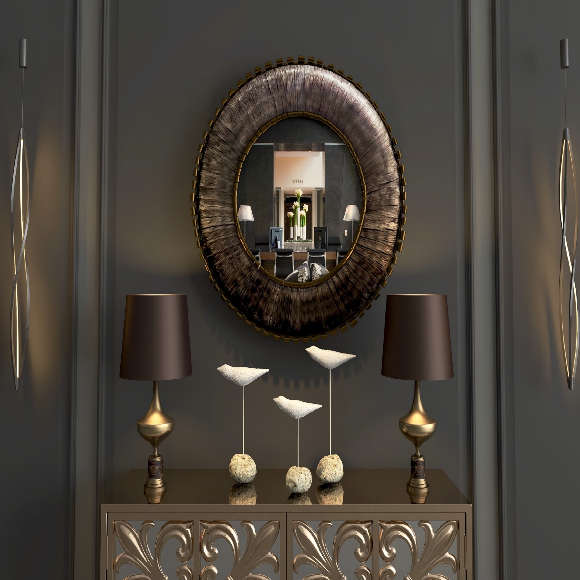 Gradient Metal Chain Mirror