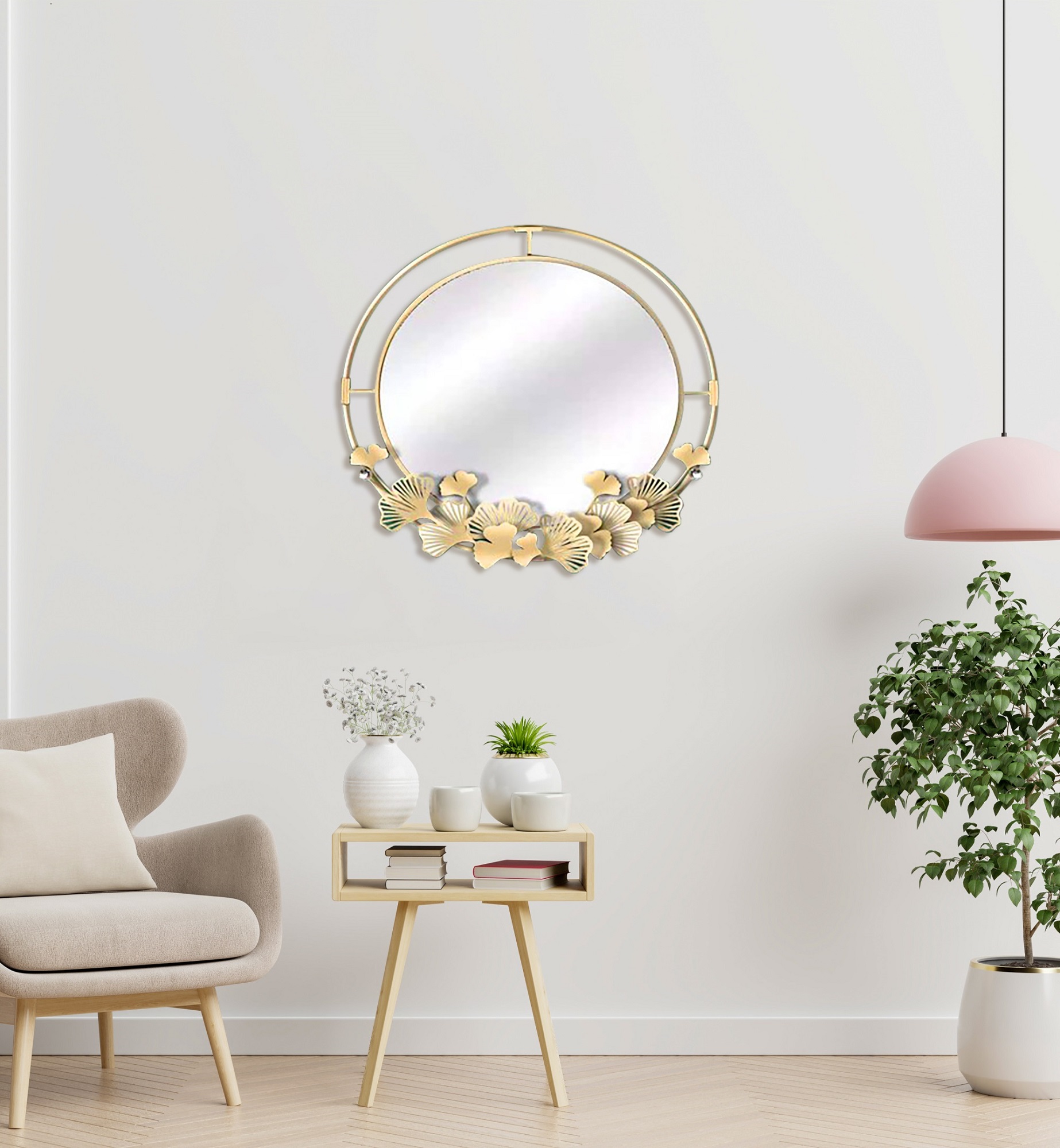 Round metal decorative mirror - Image 3