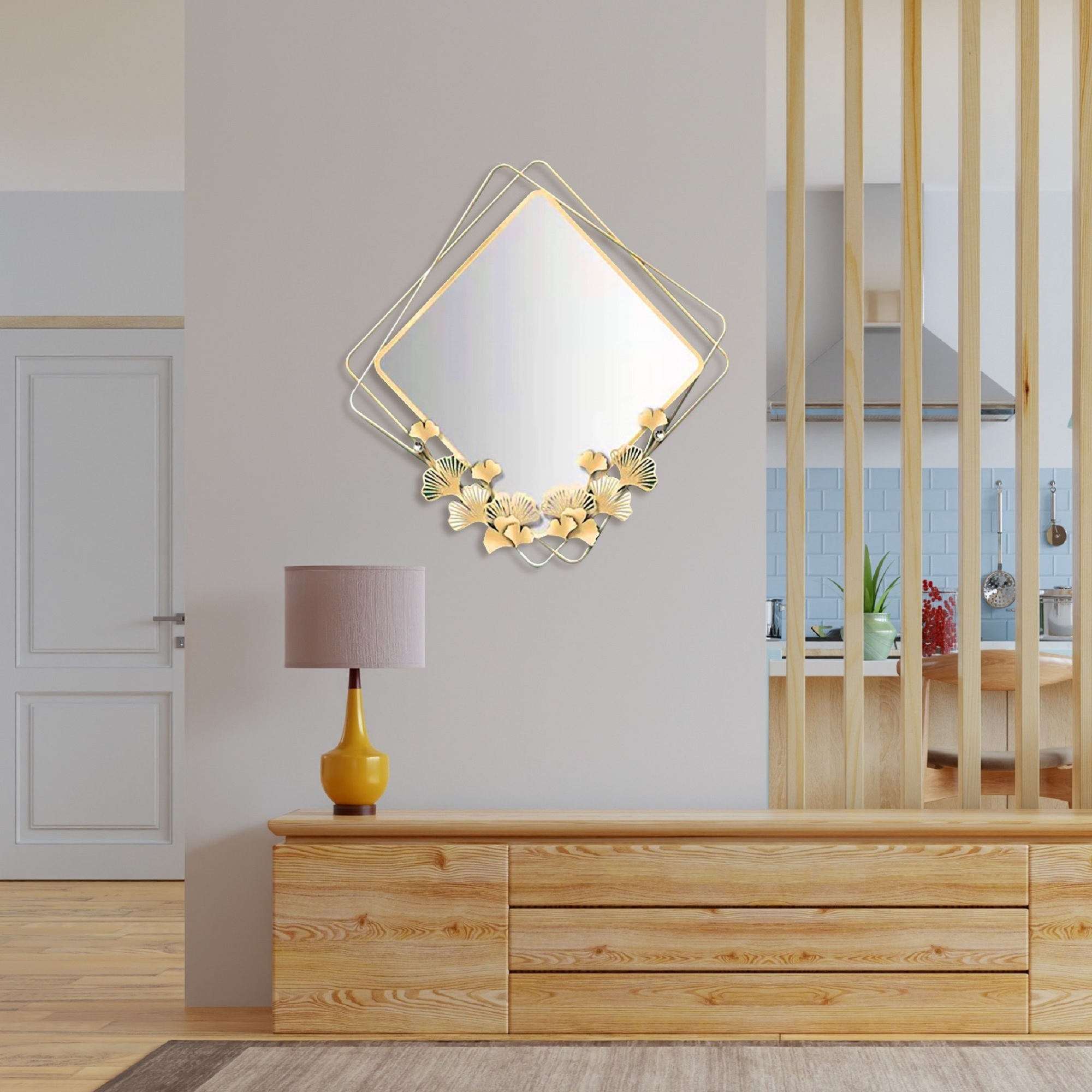 Round metal decorative mirror