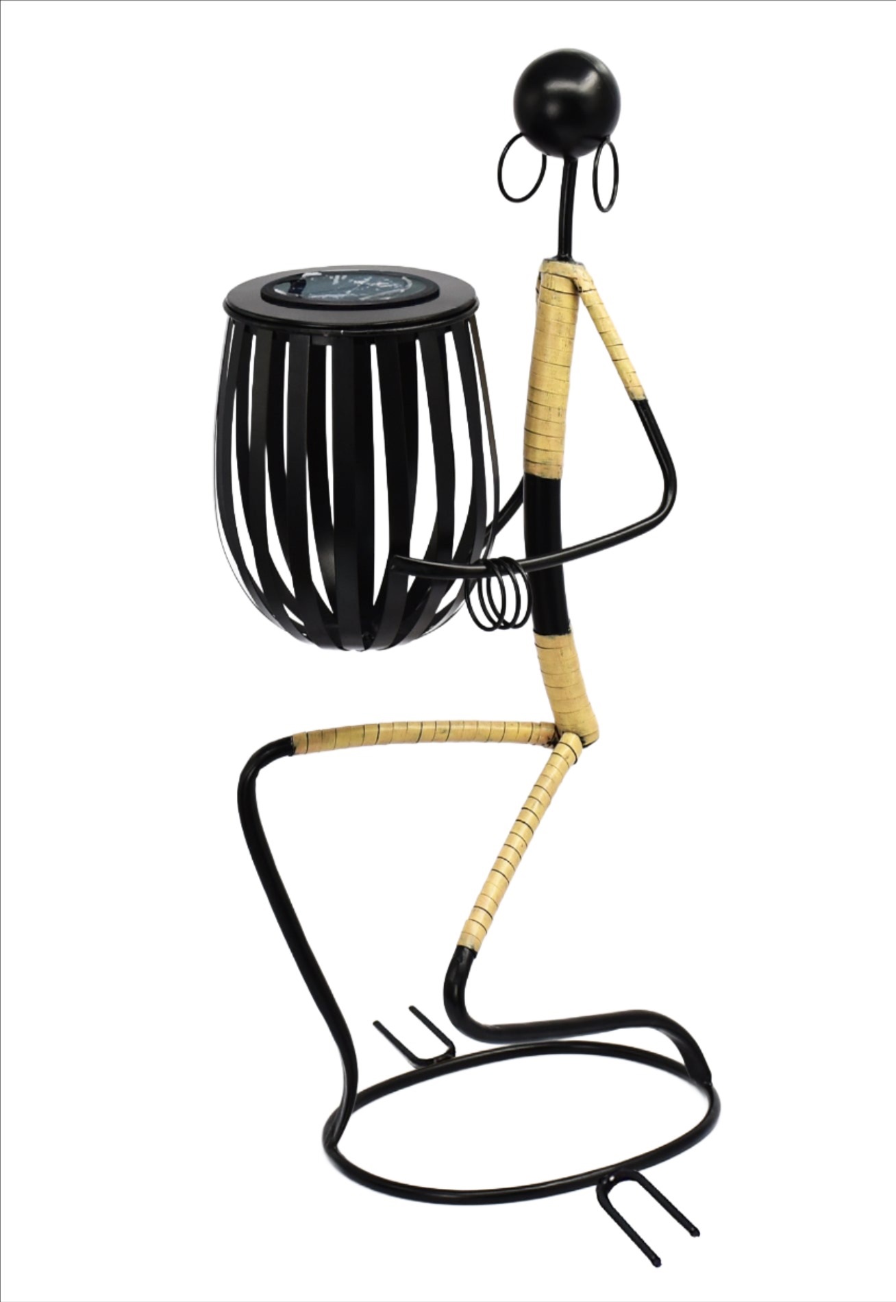 Abstract Tribal Lady Figurine Sculpture Lunging with Solar Light - Image 2