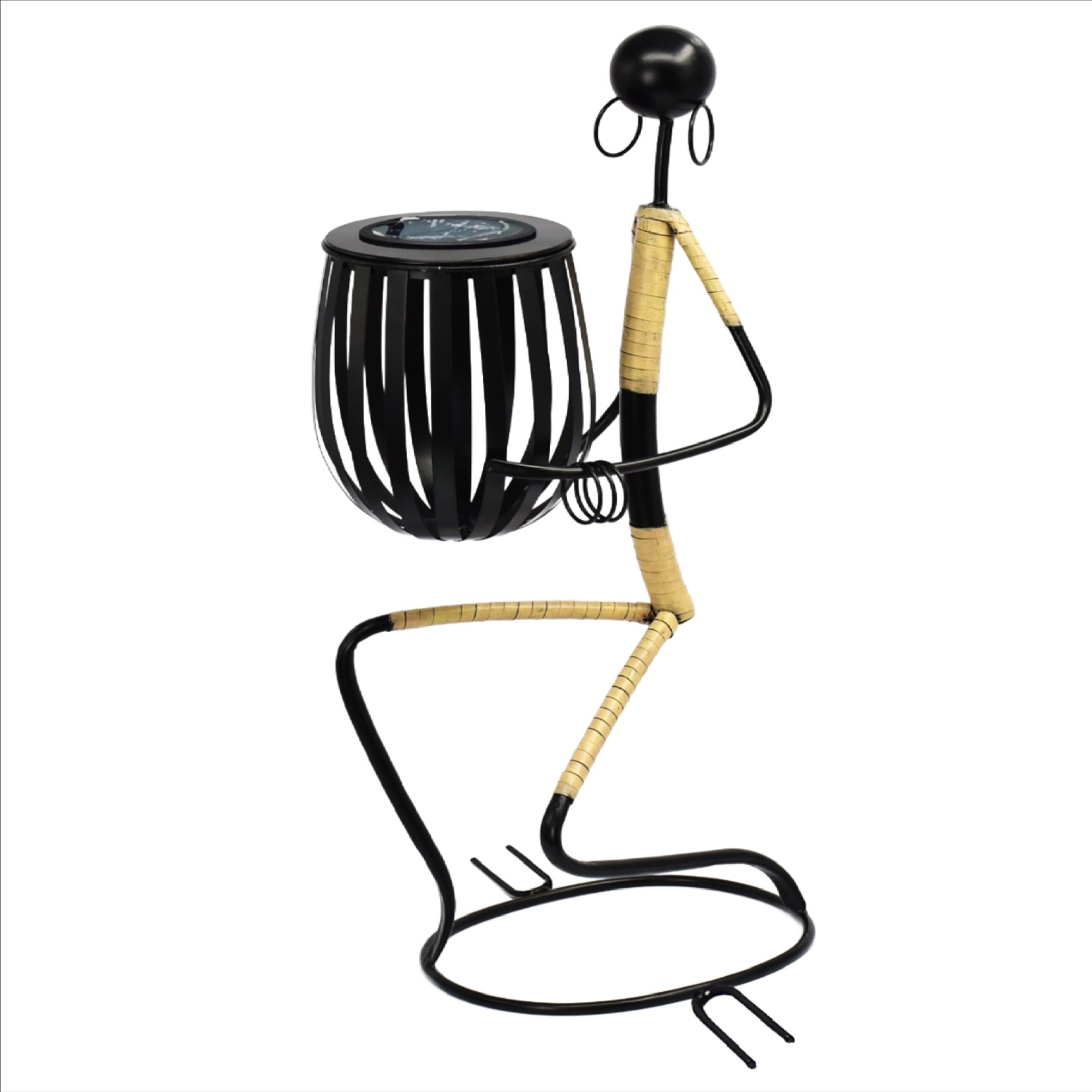 Abstract Tribal Lady Figurine Sculpture Lunging with Solar Light