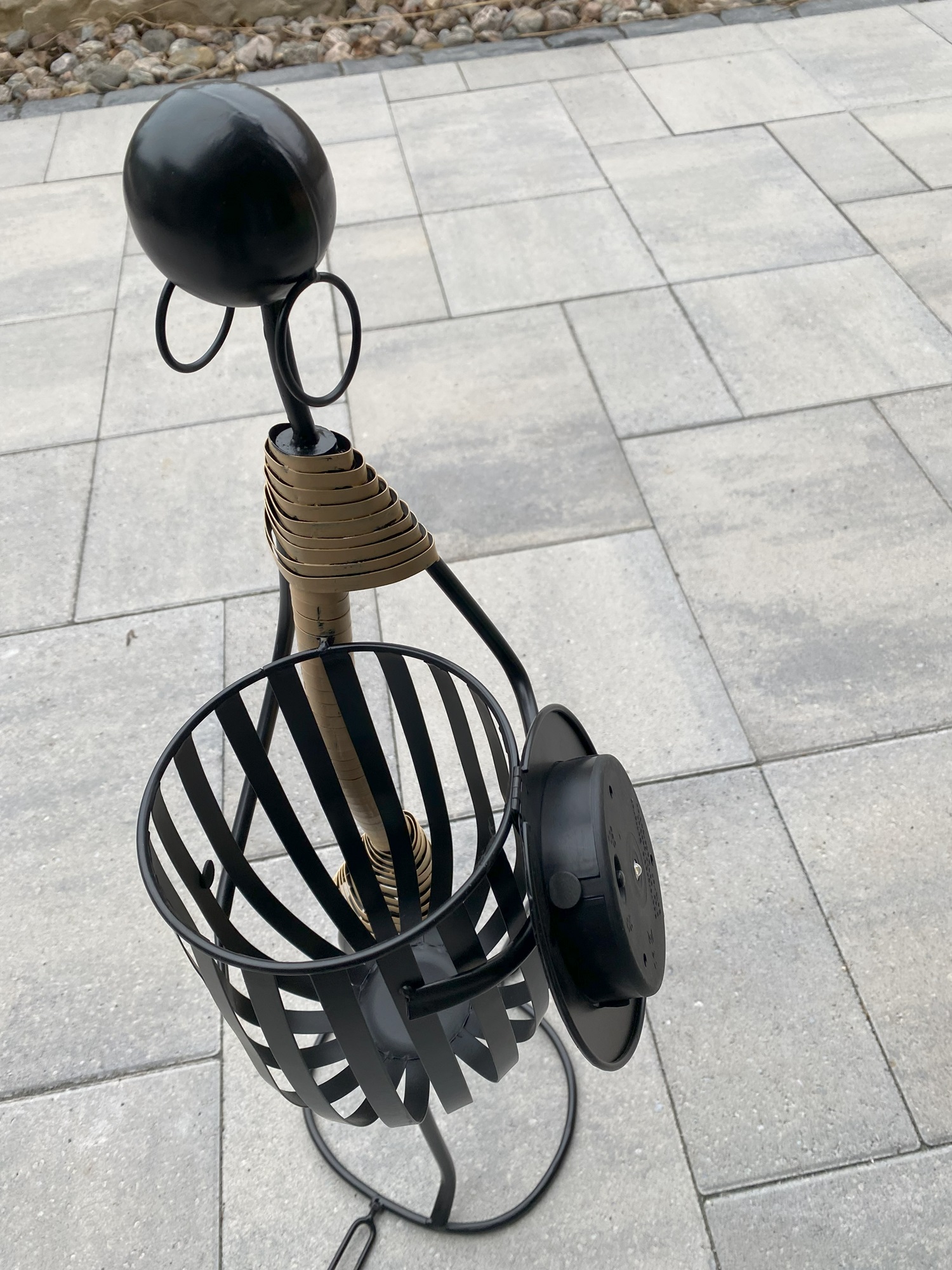 Artisanal Tribal-Inspired Solar LED Sentinel Abstract Tribal Lady Figurine Metal Sculpture holding with Solar light - Image 3