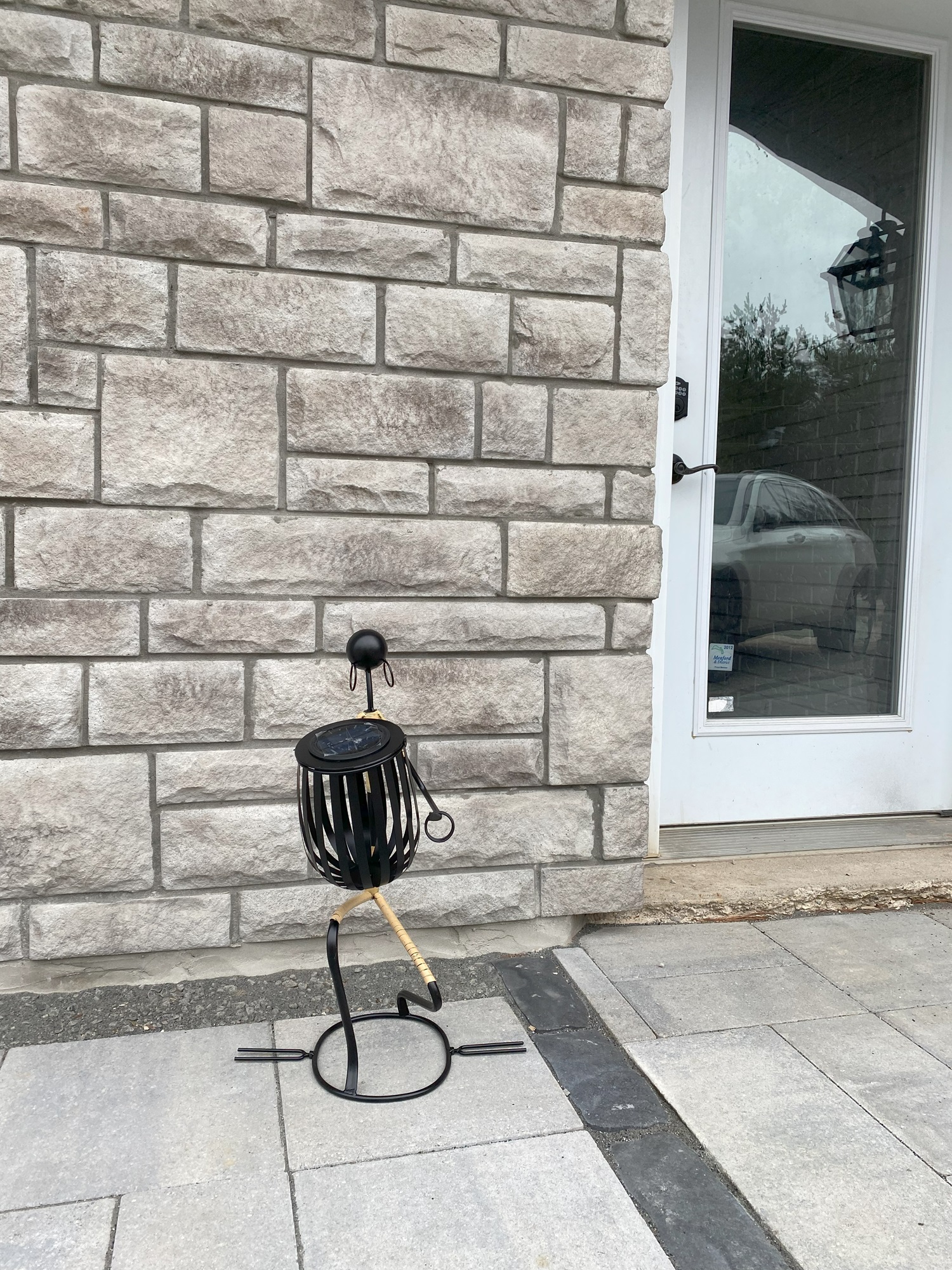 Abstract Tribal Lady Figurine Sculpture Lunging with Solar Light - Image 4