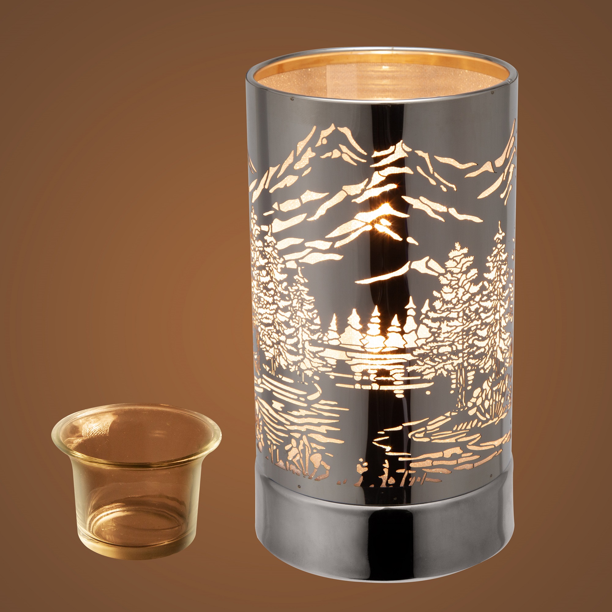 Touch lamp/Oil burner/Wax warmer-Silver Mountain Scene - Image 2