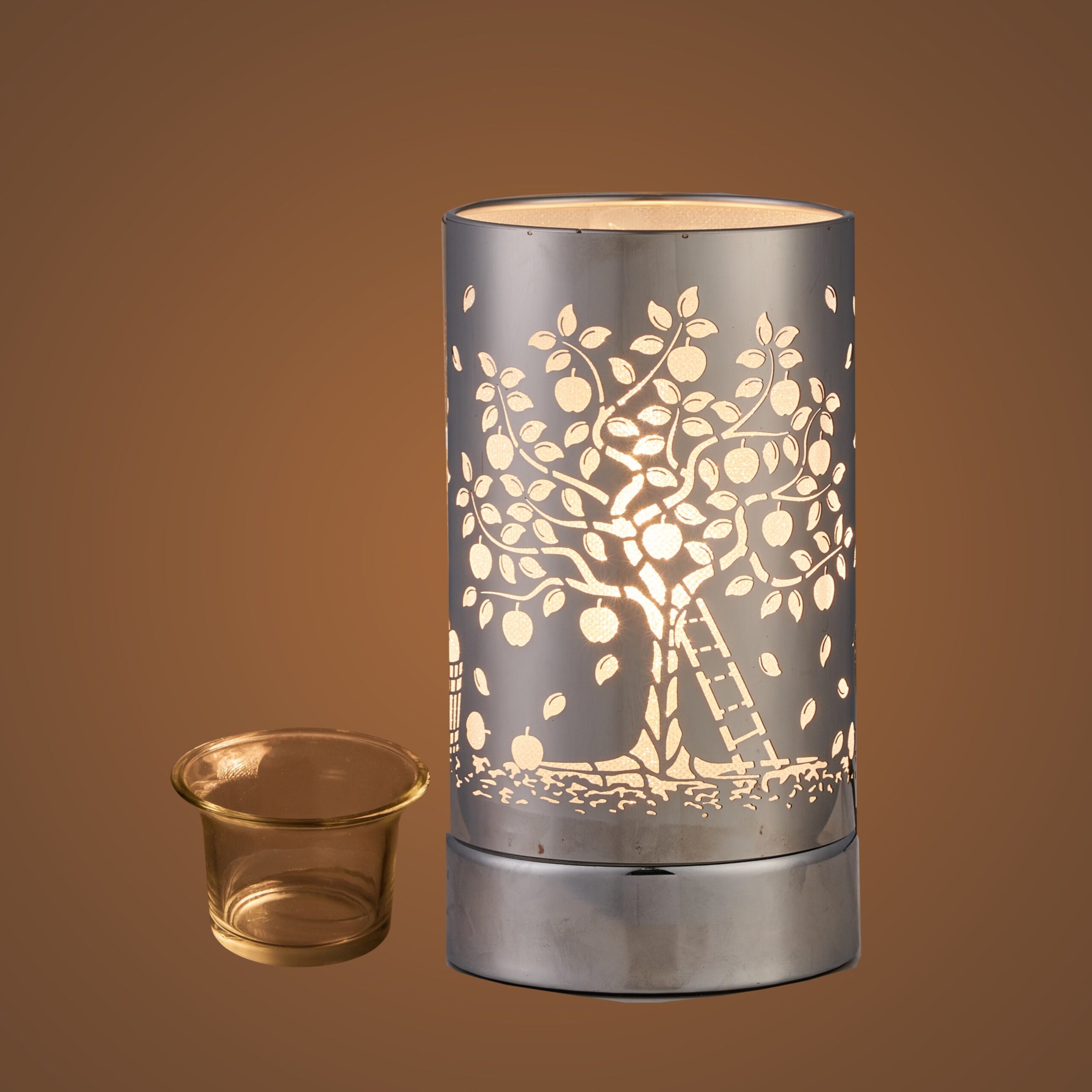 7" Touch lamp/Oil burner/Wax warmer - Silver Apple Tree - Image 2