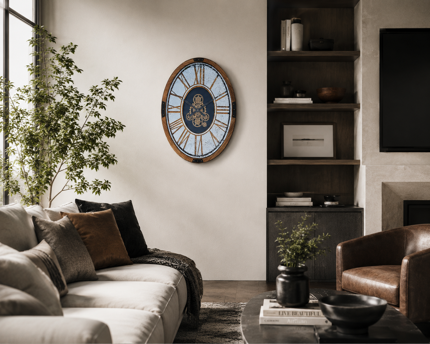 Miróre Oval Gear Mirror Clock