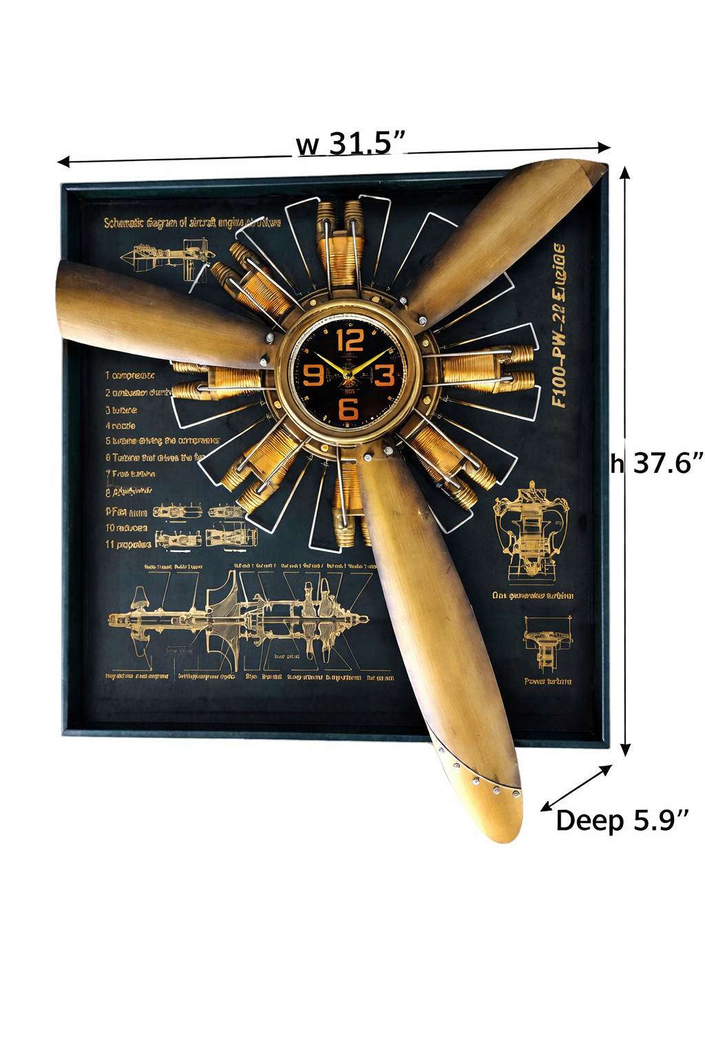 Vintage Radial Engine Wall Clock - Image 2