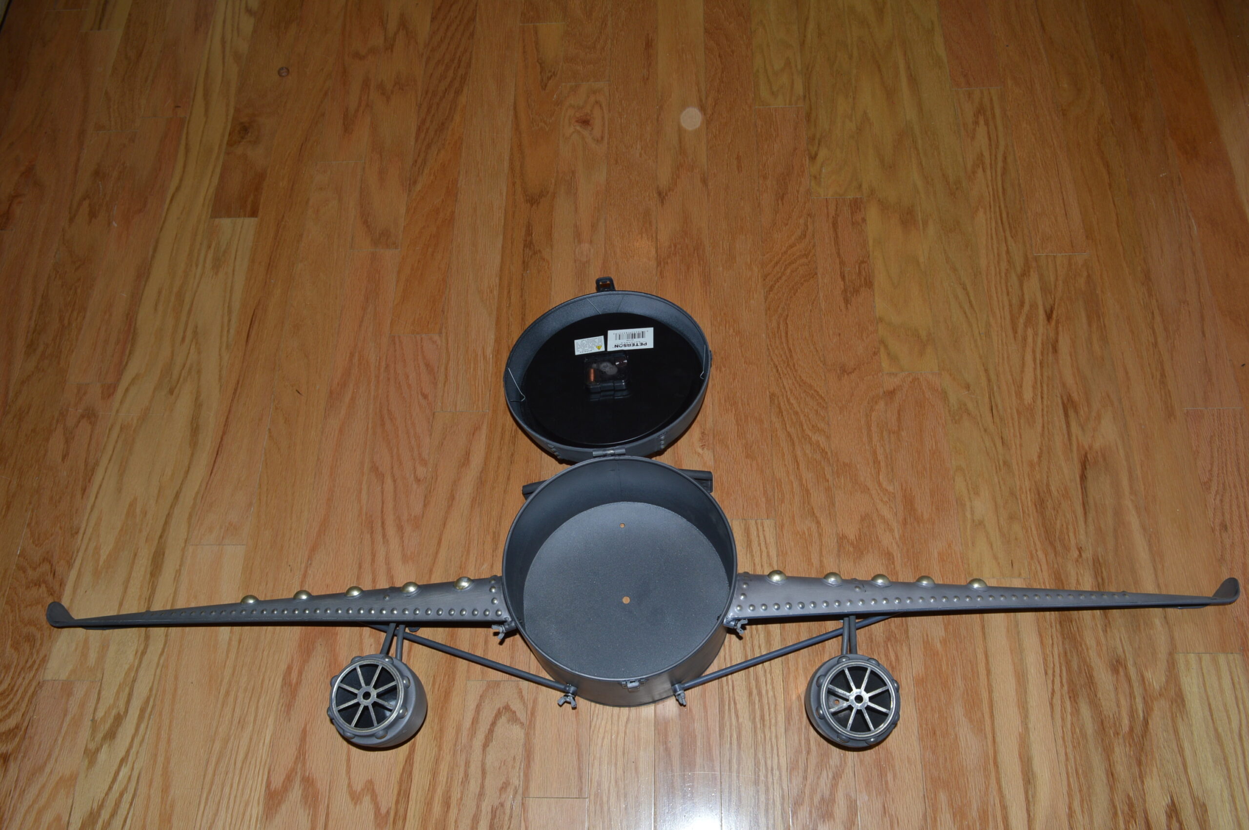 Metal Medium Silver Vintage Fighter Jet Wall Clock with white clock face - Image 3