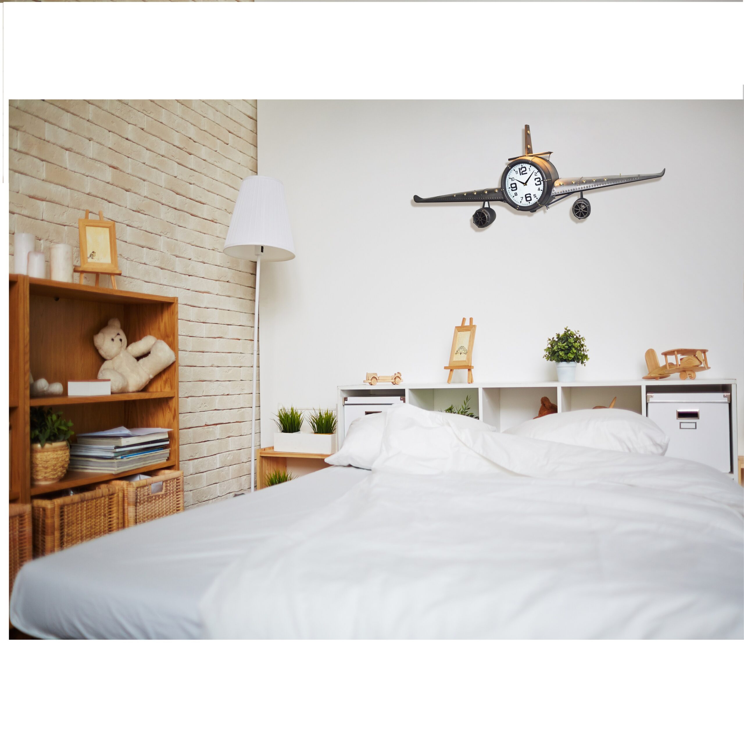 Metal Medium Silver Vintage Fighter Jet Wall Clock with white clock face - Image 5