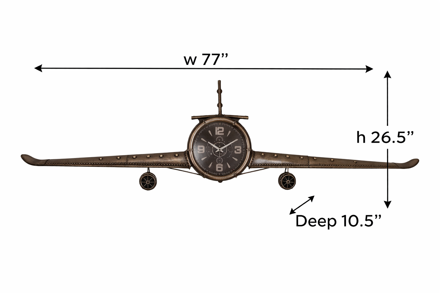 Airplane Clock - Large Silver Vintage Fighter Wall Clock - Image 8