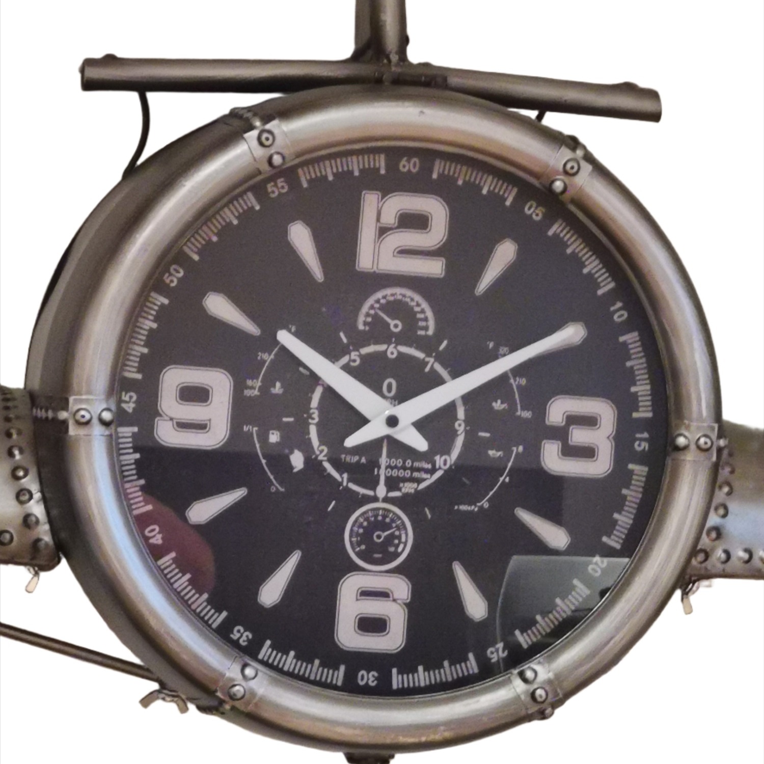 Airplane Clock - Large Silver Vintage Fighter Wall Clock - Image 6