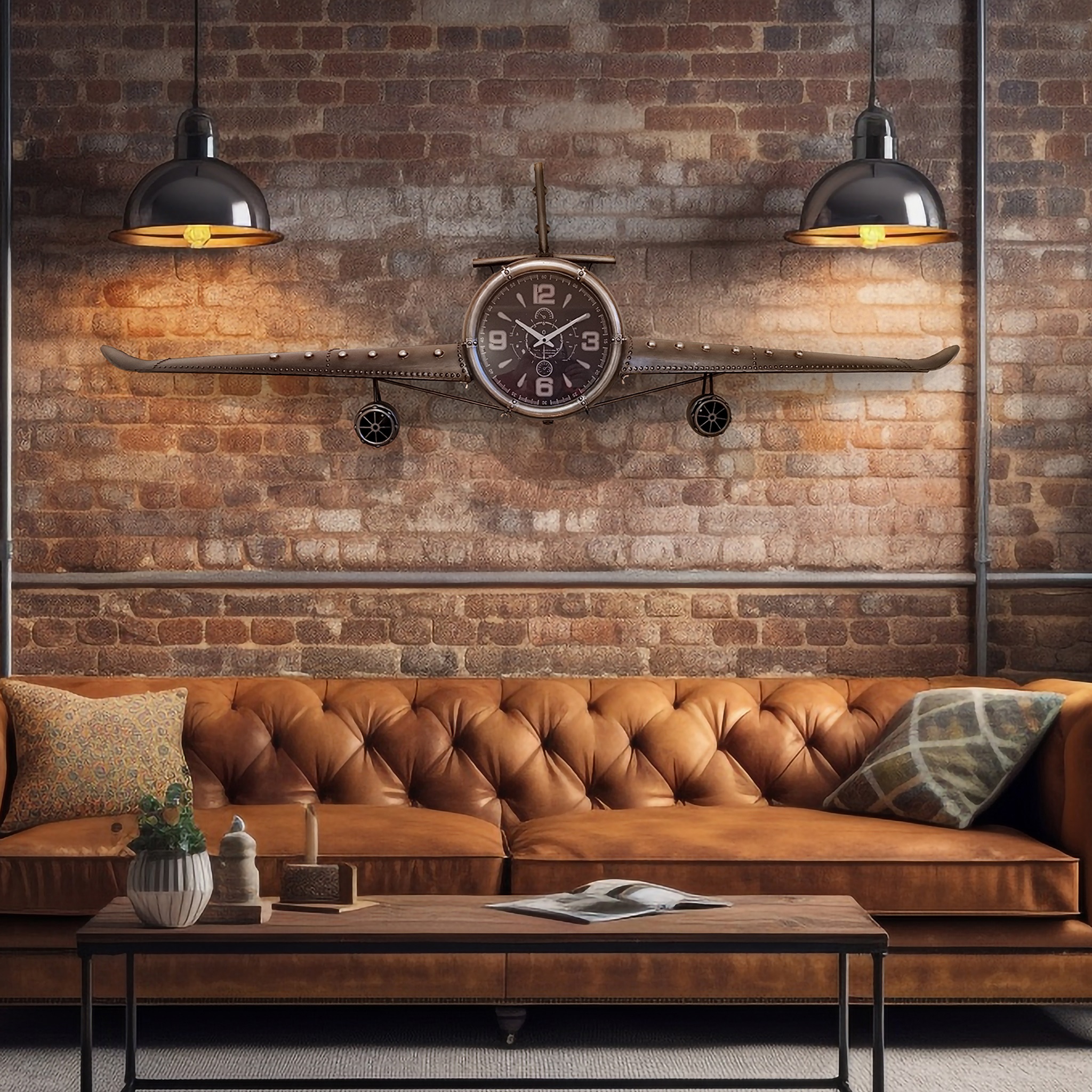 Airplane Clock - Large Silver Vintage Fighter Wall Clock - Image 3