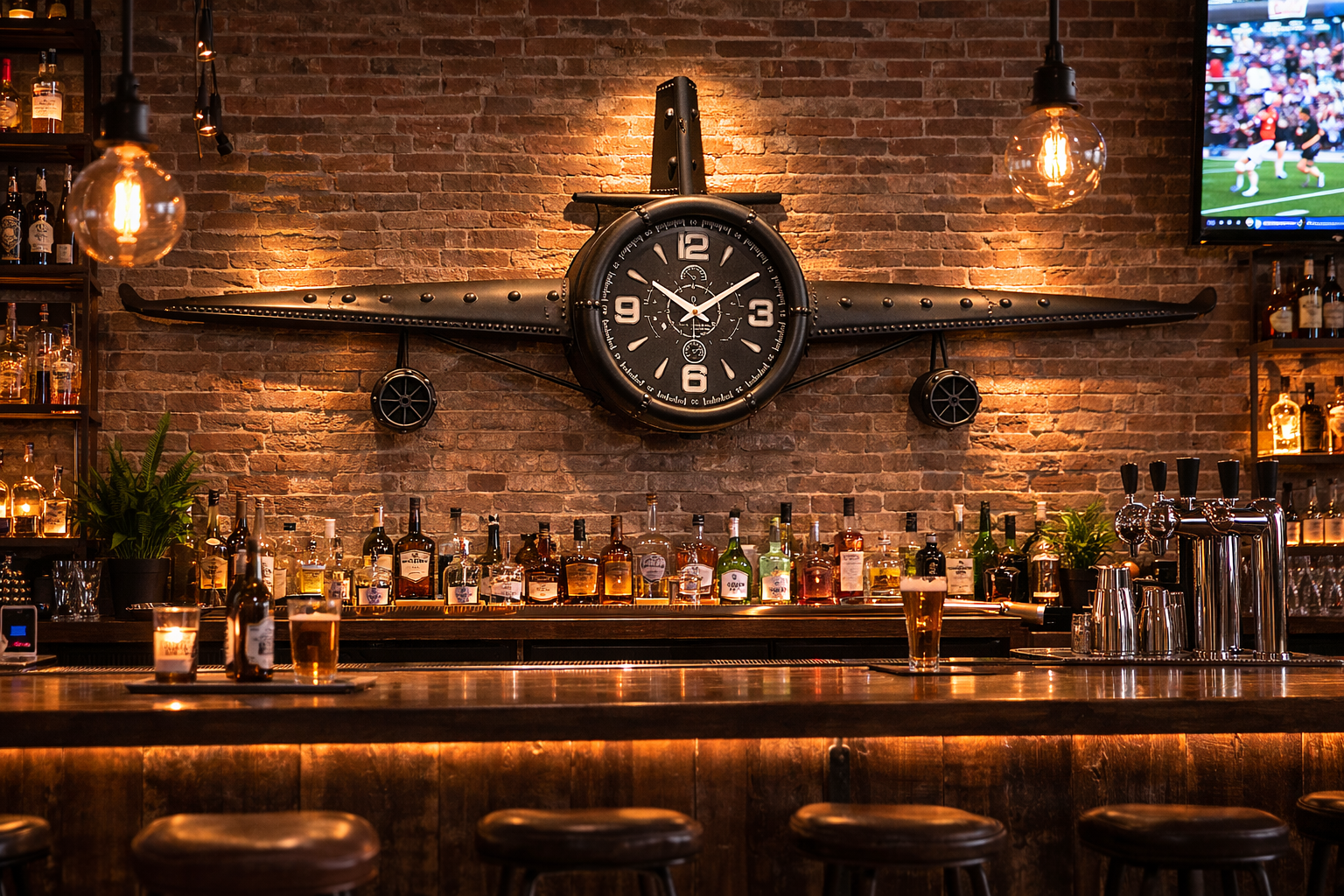 Airplane Clock - Large Rustic Vintage Fighter Wall Clock