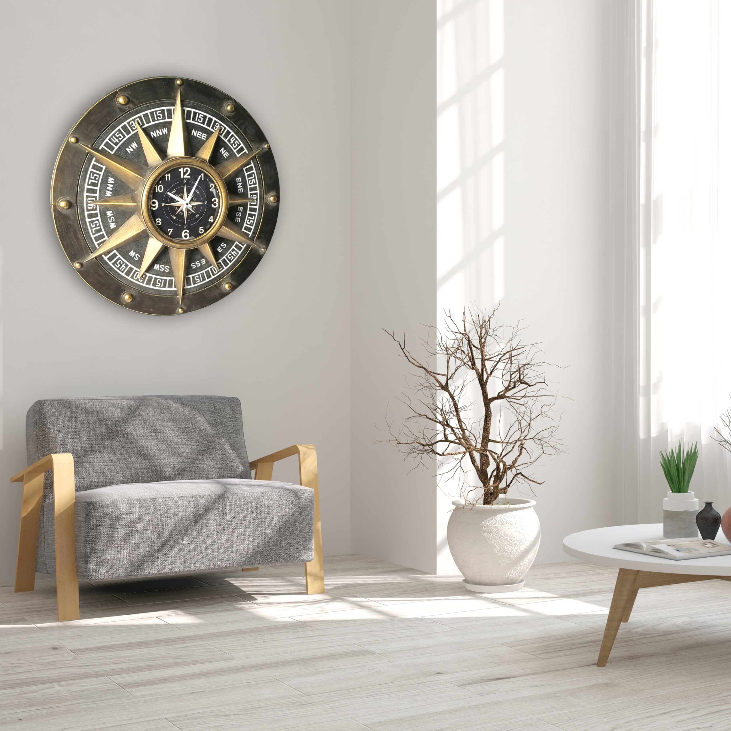 Compass Metal Wall Clock - Image 2