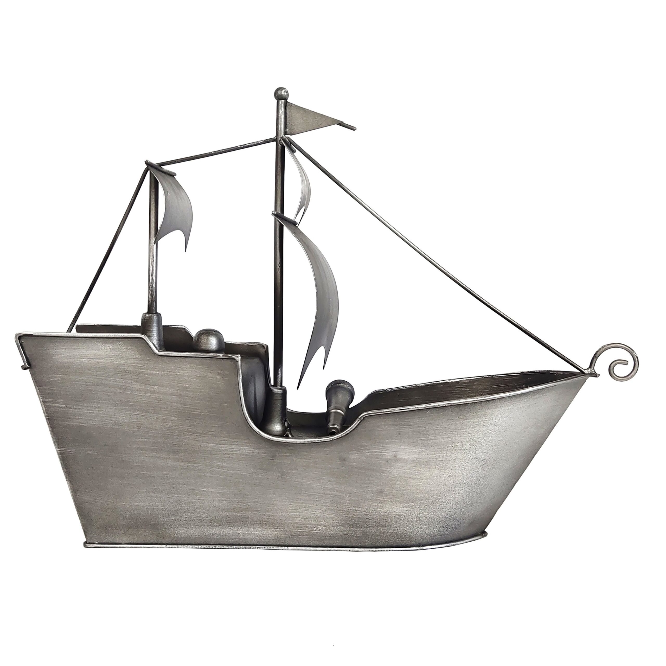 Sailing Ship Metal Table Clock-Silver - Image 6