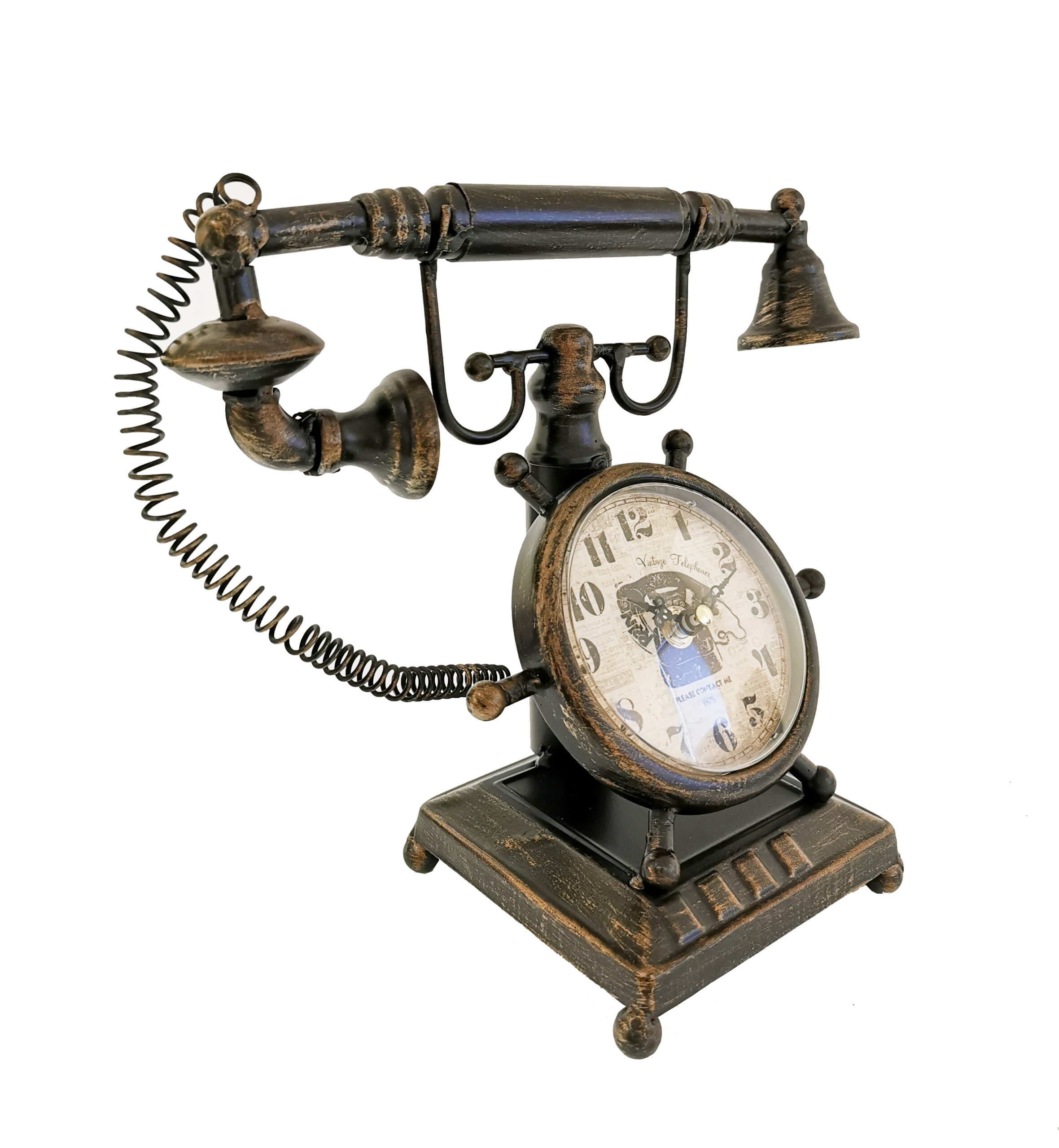 Bronze Vintage Telephone Table Clock - Image 4