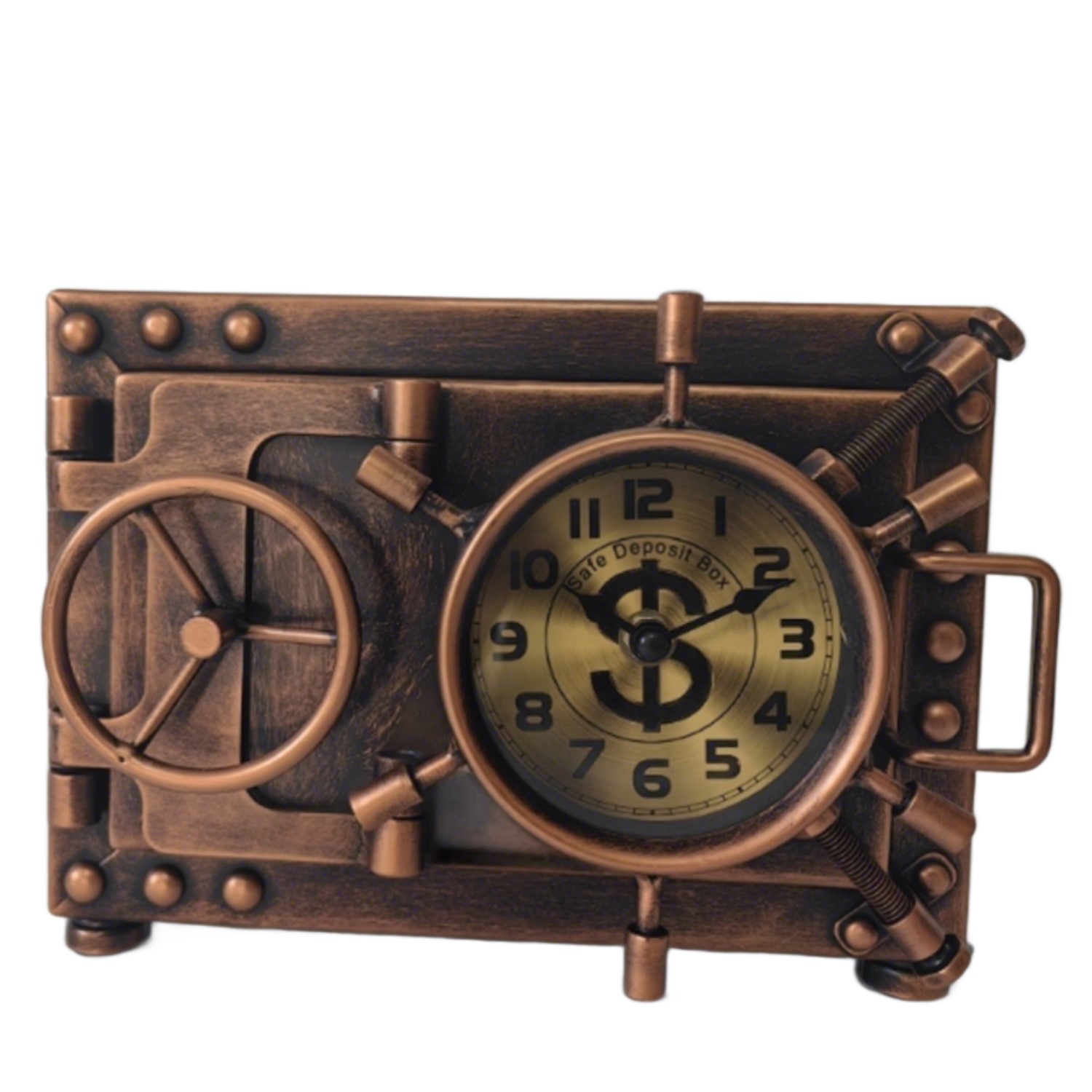 Gold Table clock with Piggy Bank - Image 4