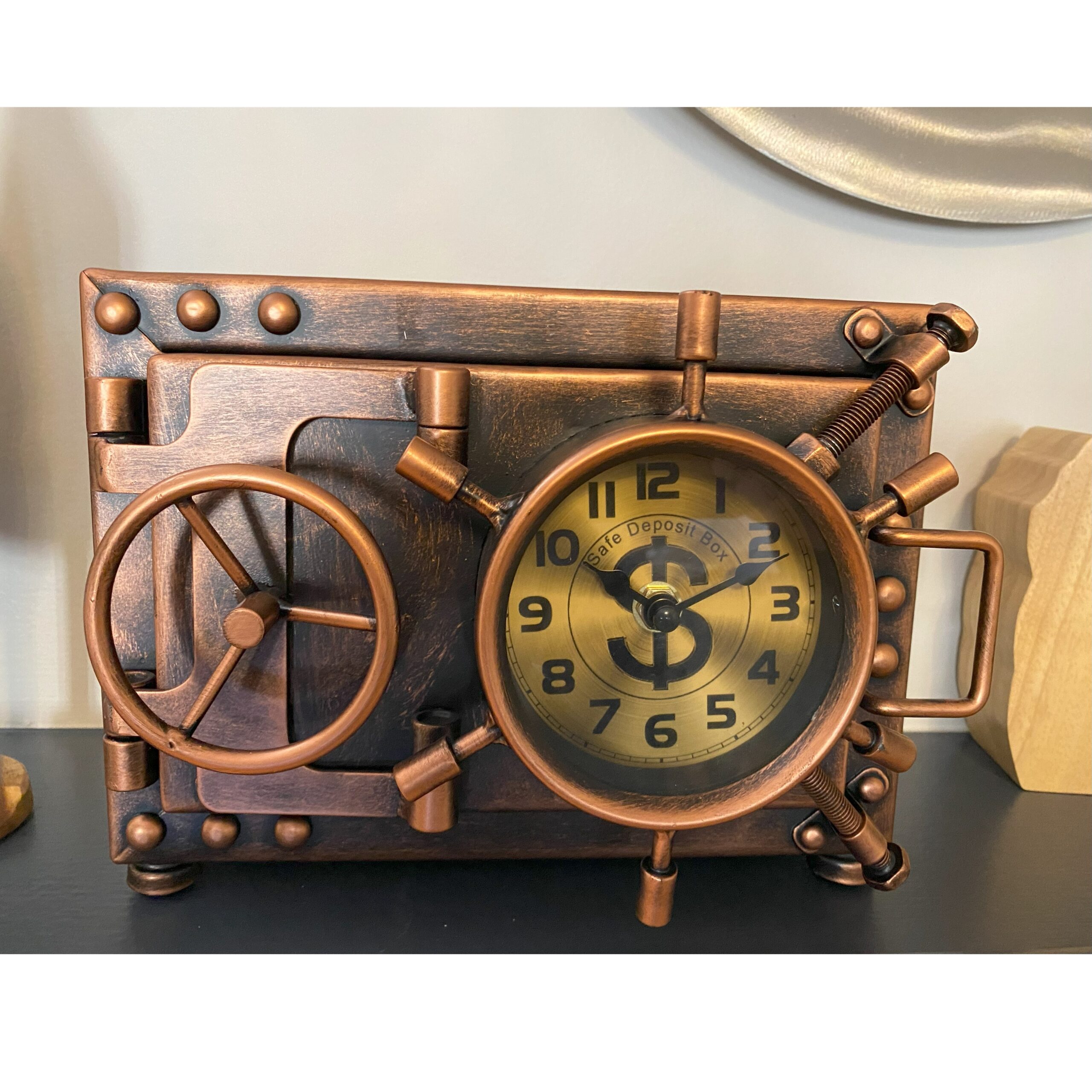 Gold Table clock with Piggy Bank - Image 6