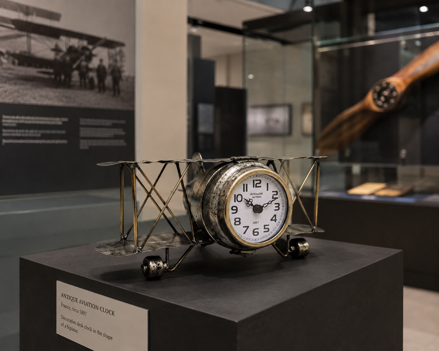 Vintage Airplane Metal Table Clock - Image 4