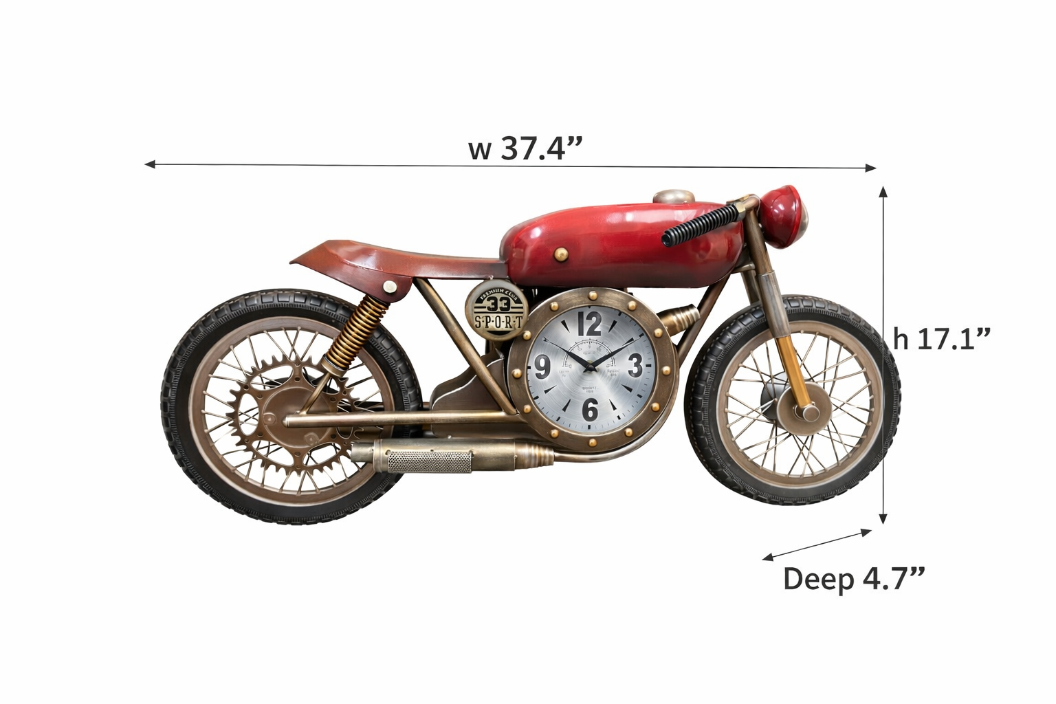 Vintage Racer Motorcycle Wall Clock - Image 3