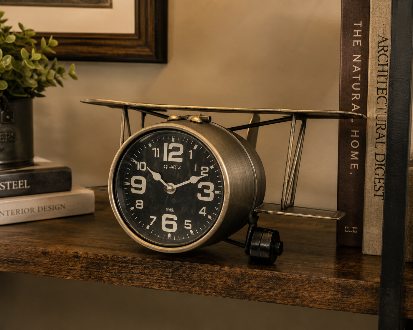 Vintage Airplane Metal Table Clock - Image 2
