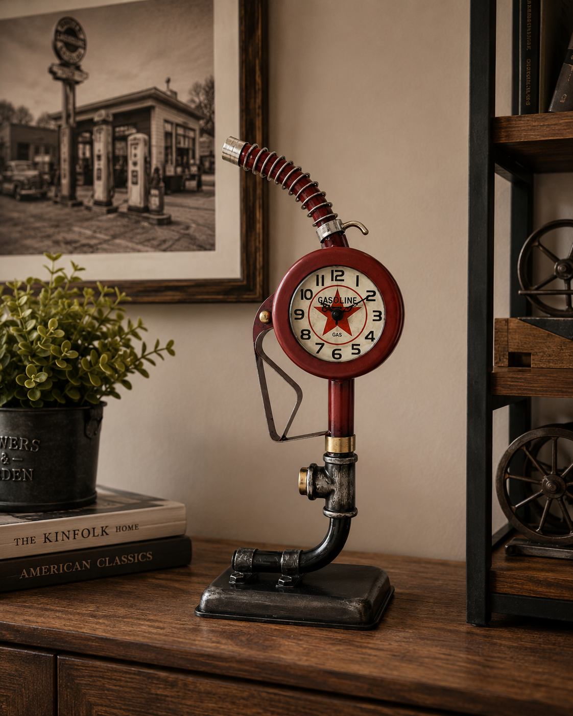 Vintage Gas Gun Metal Table Clock - Image 3