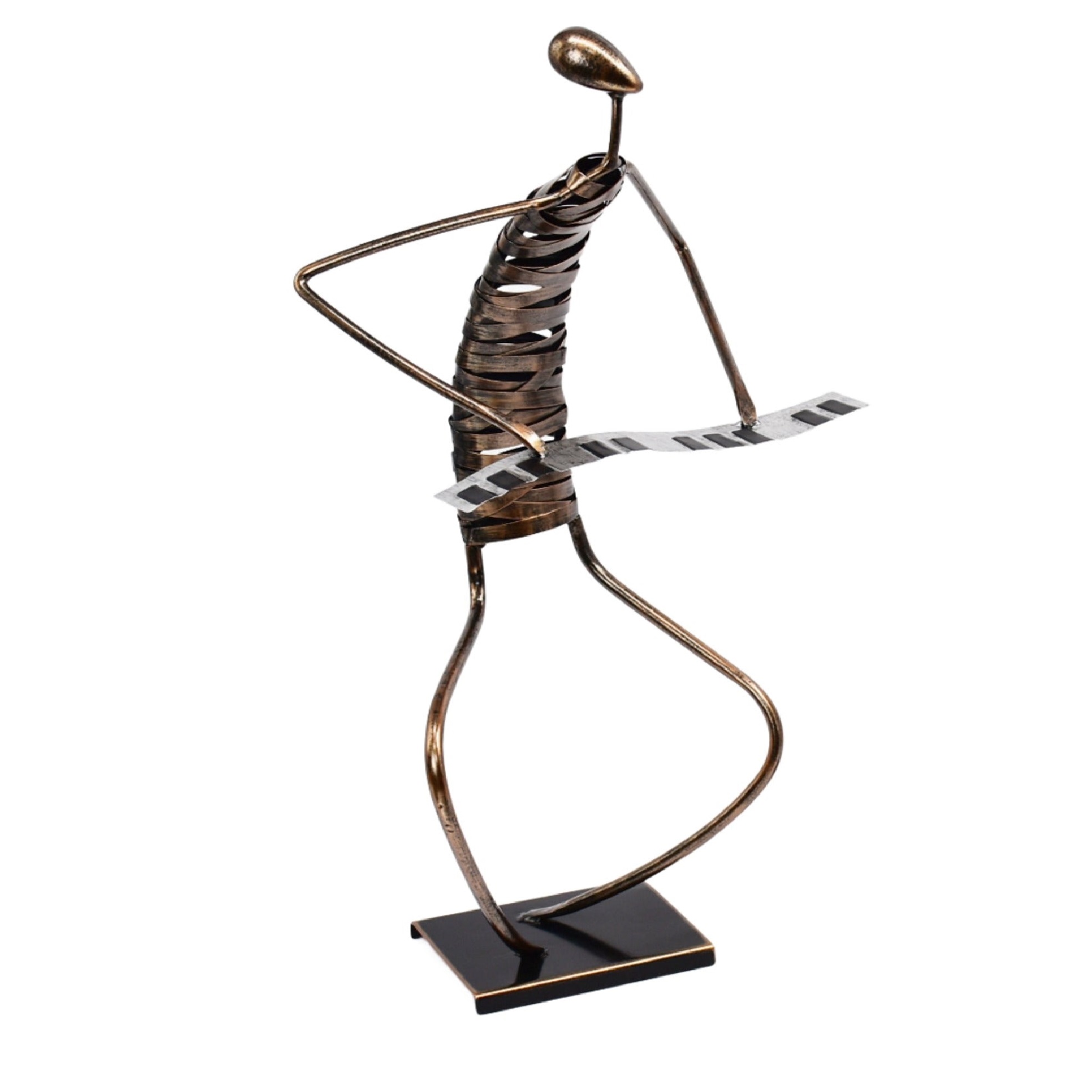 Playing Piano Musician Brush Bronze Color Metal Sculpture - Image 3