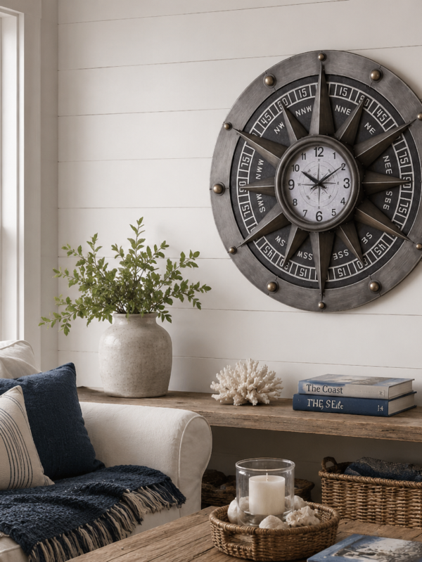 Compass Metal Wall Clock