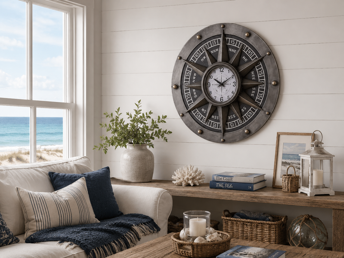 Compass Metal Wall Clock