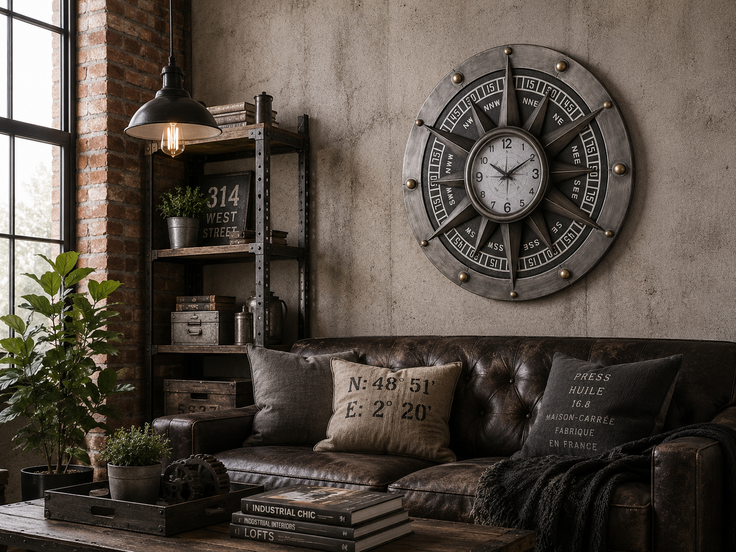 Compass Metal Wall Clock - Image 4