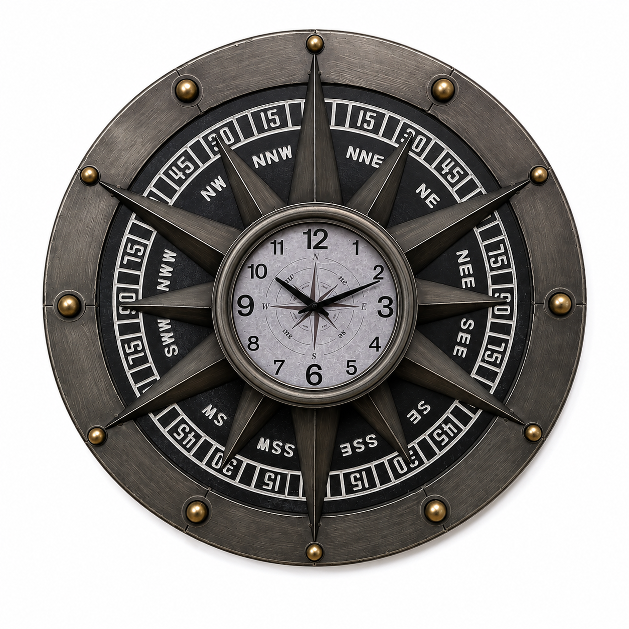 Compass Metal Wall Clock - Image 6