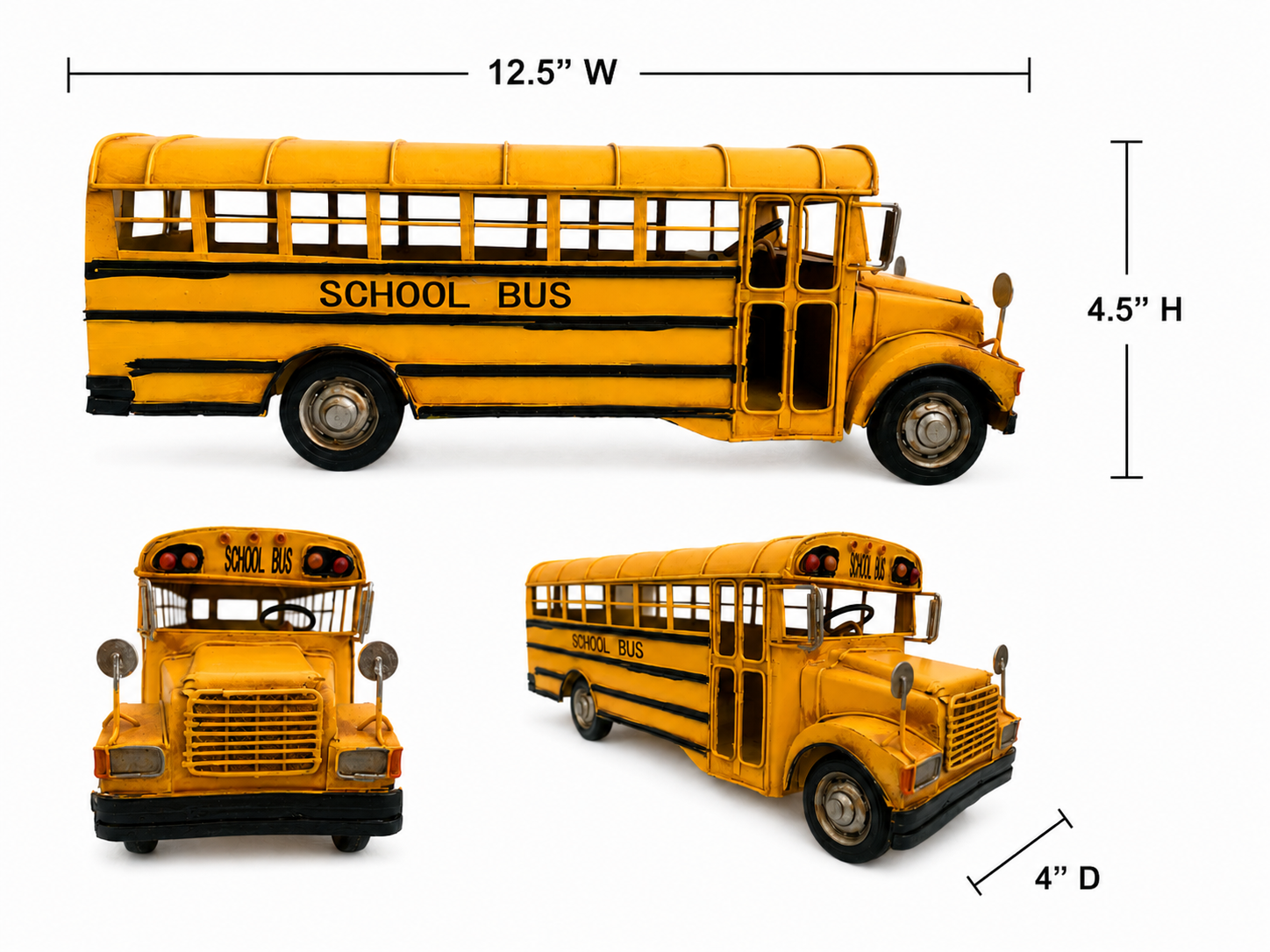 Vintage Metal School Bus Model Décor - Image 6