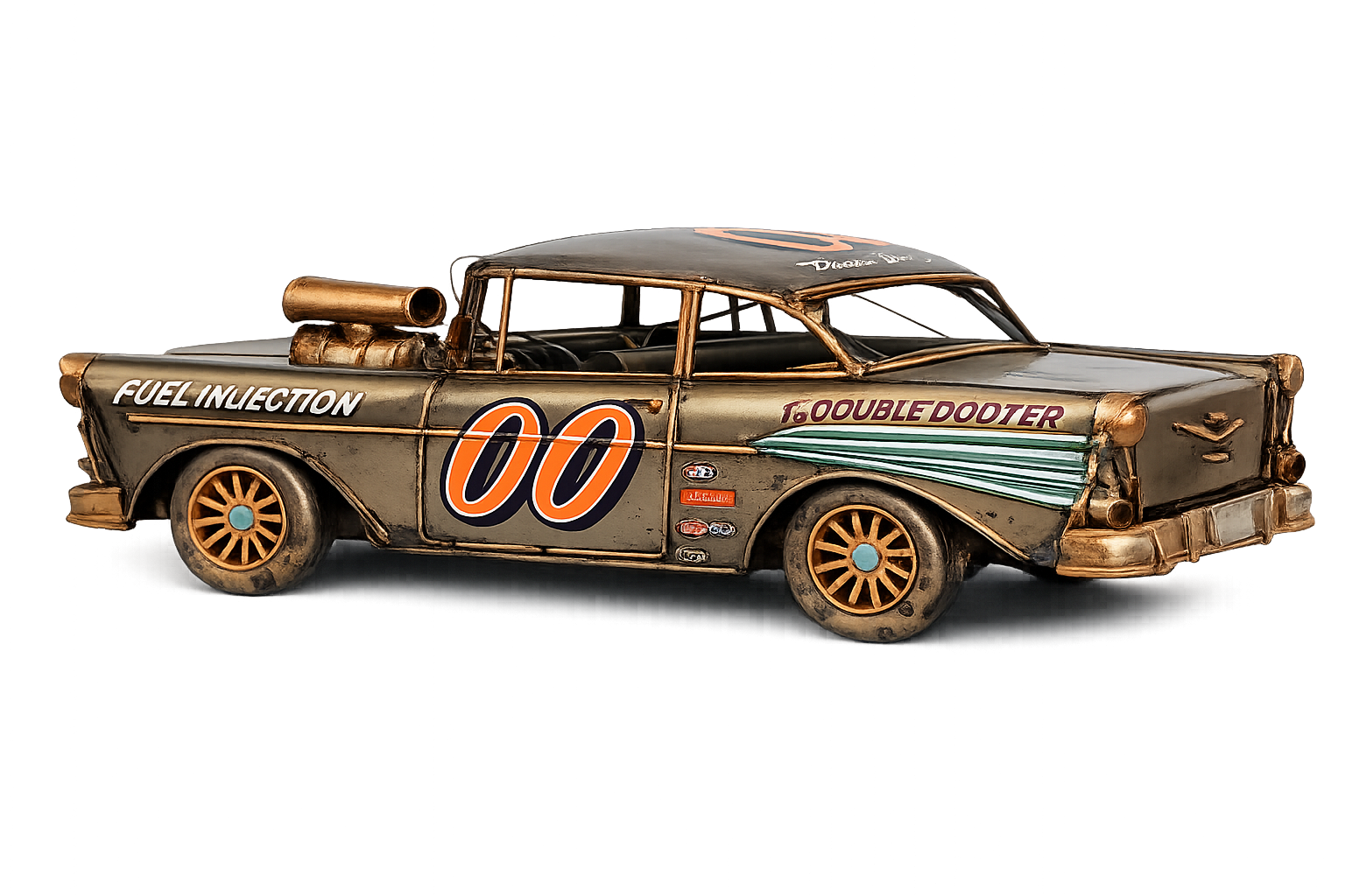 Vintage Metal Race Car Model Decor - Image 5