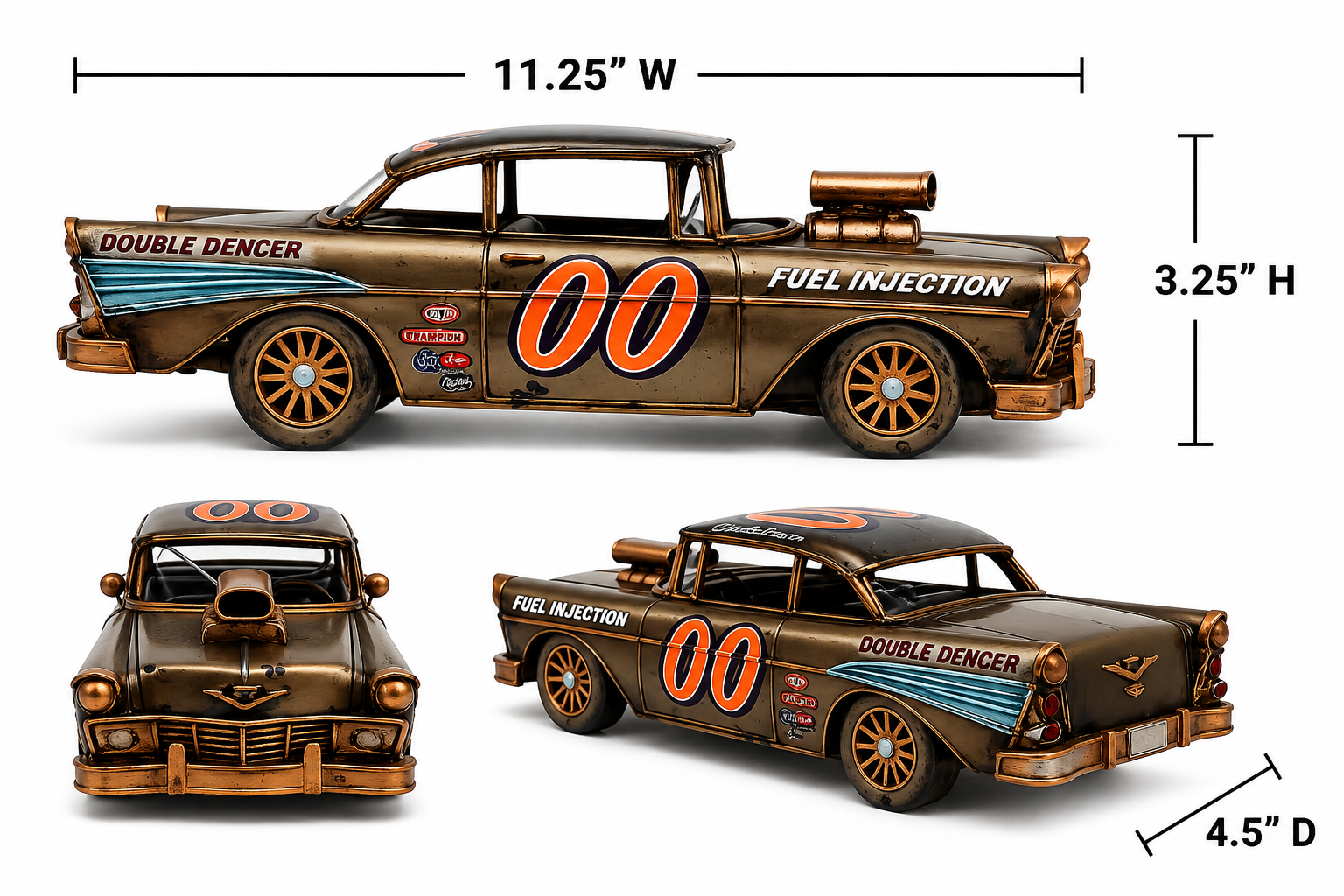 Vintage Metal Race Car Model Decor - Image 2