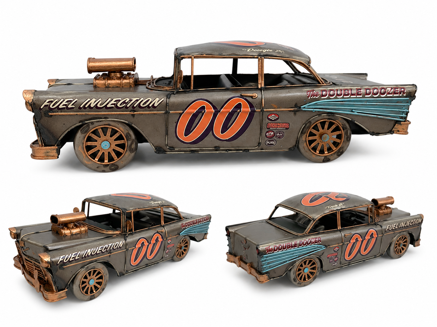 Vintage Metal Race Car Model Decor - Image 6