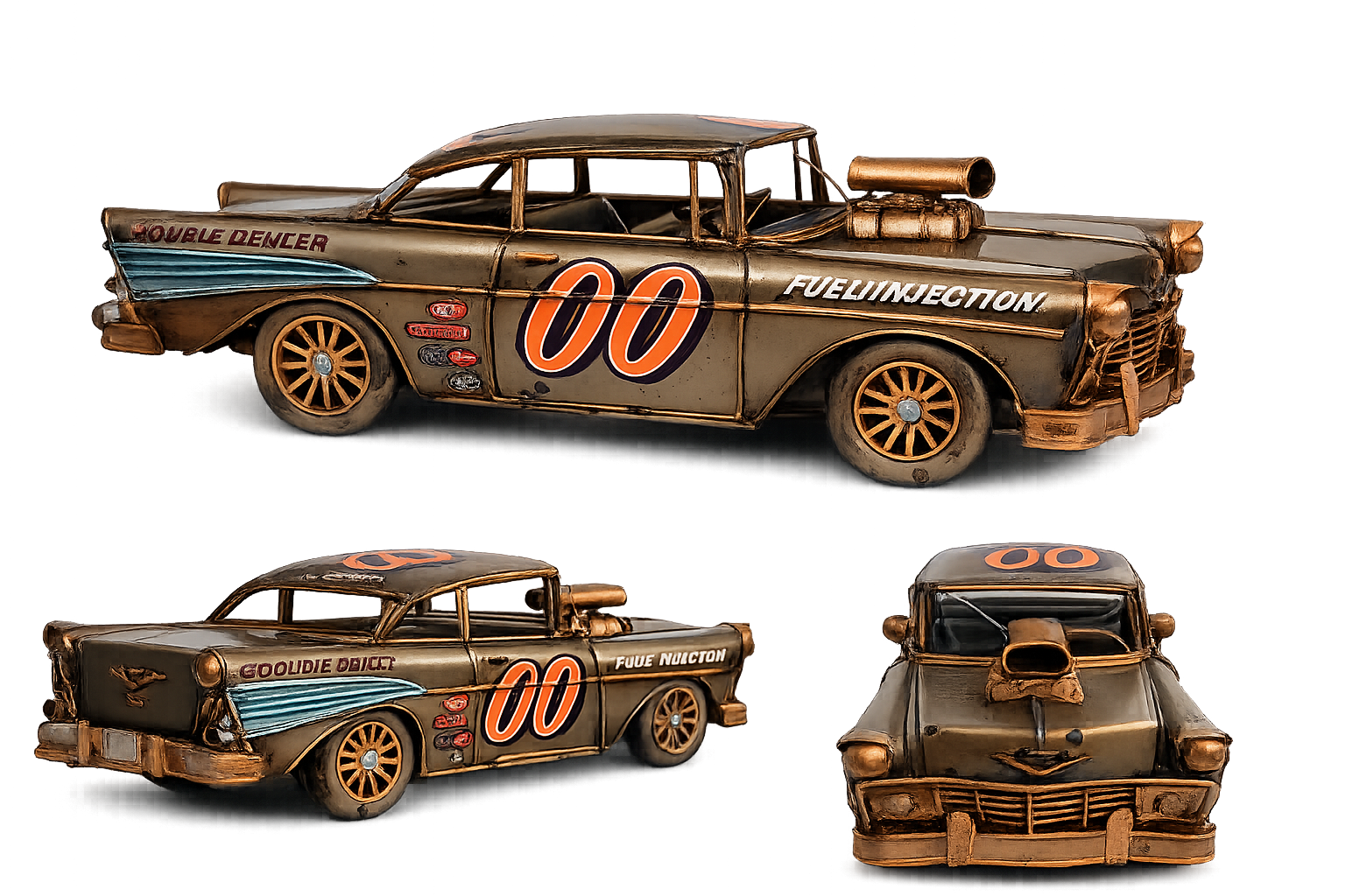 Vintage Metal Race Car Model Decor - Image 7