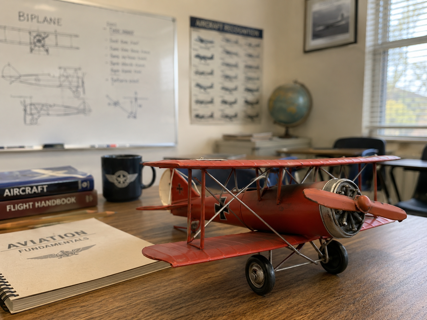 Vintage Metal Biplane Airplane Model Décor