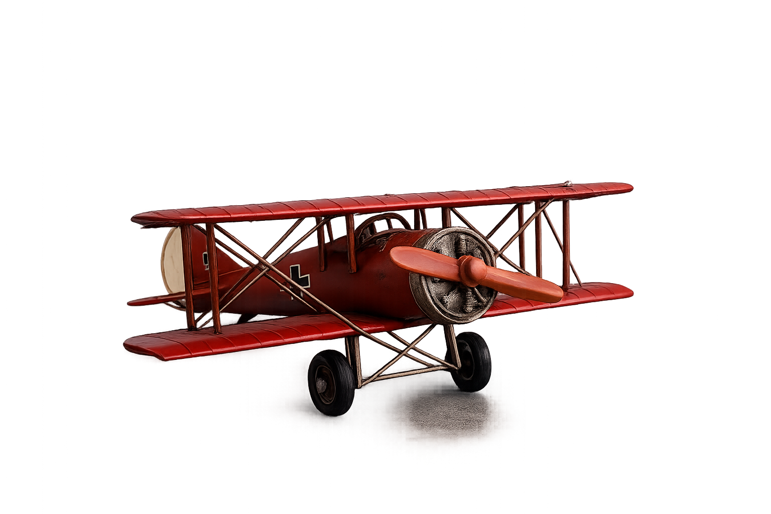 Vintage Metal Biplane Airplane Model Décor - Image 4