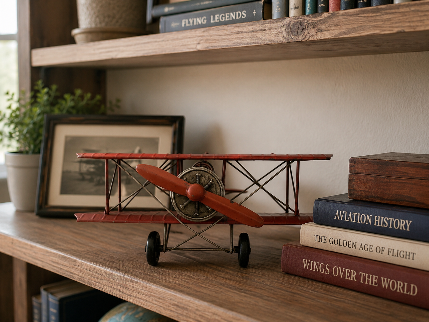 Vintage Metal Biplane Airplane Model Décor - Image 2