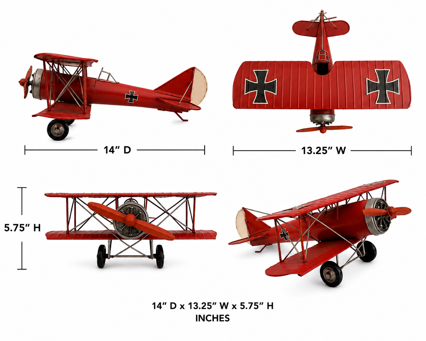 Vintage Metal Biplane Airplane Model Décor - Image 3