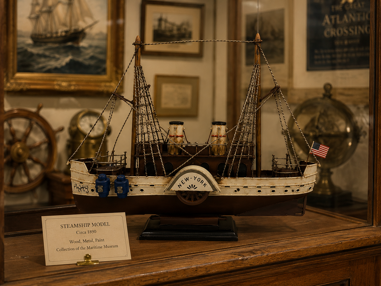 Vintage Metal Ship Model Décor - Image 3