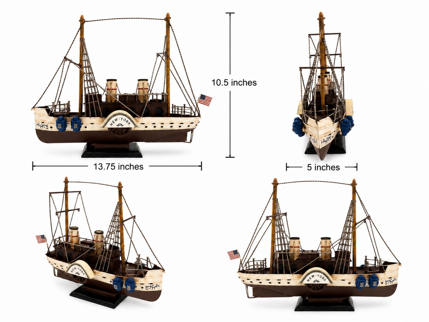 Vintage Metal Ship Model Décor - Image 2